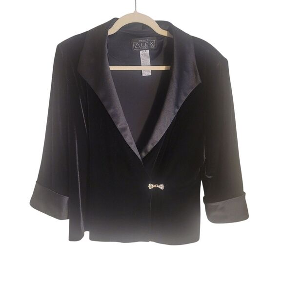 Alex Evenings Velvet Blazer Jacket Women's Petite XL Black 3/4 Sleeve Formal - Picture 1 of 9